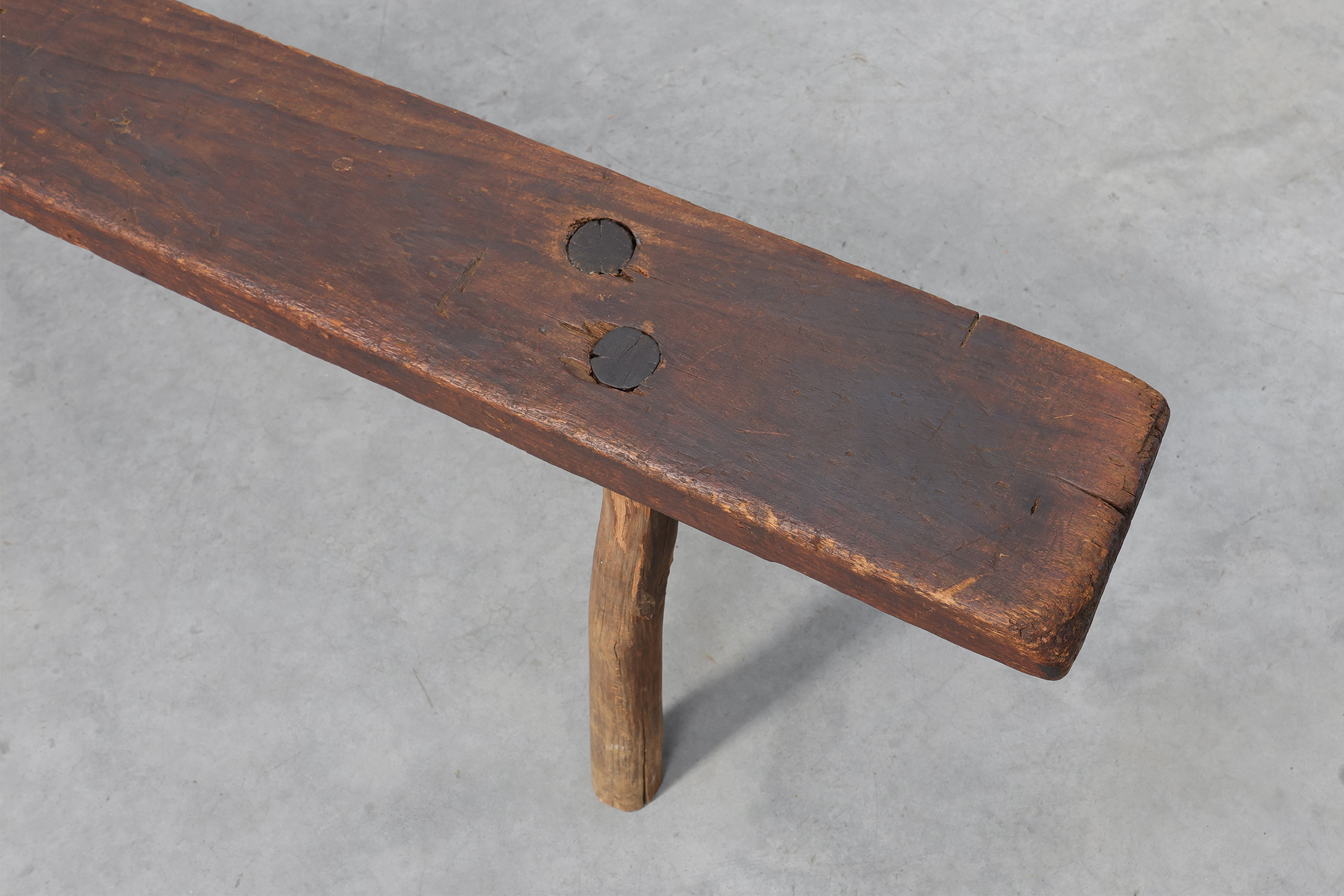French Primitive Farmhouse Bench with Splayed Legs, 19th Centurythumbnail